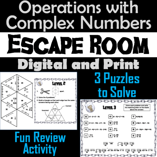 Operations with Complex Numbers Game: Escape Room Math Activity