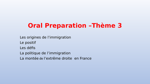 A'Level French Theme 3, oral exam revision