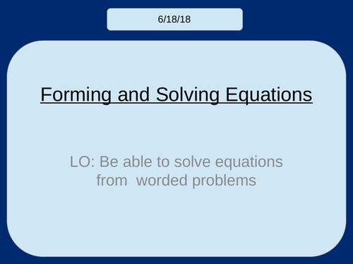 Forming & Solving Equations KS3