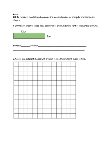 area and perimeter problem solving year 6