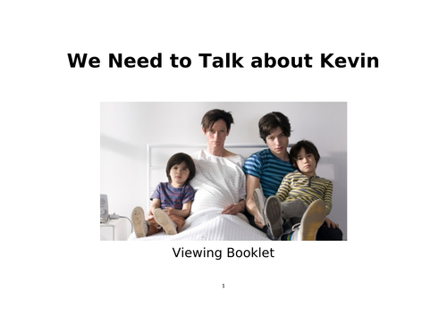 'We Need to Talk about Kevin' viewing booklet for A-Level Film Studies.