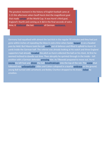 World Cup '66 Analysis - Vocabulary choices