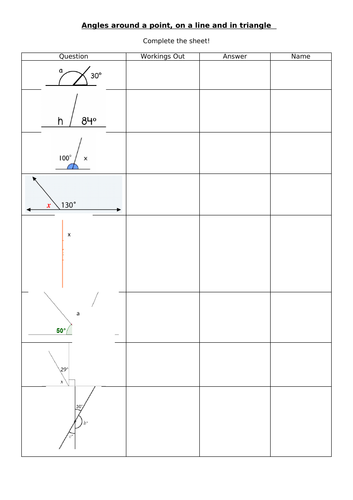 Angles on a Straight Line KS3