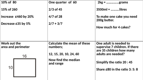 Foundation GCSE/Functional Skills Starters