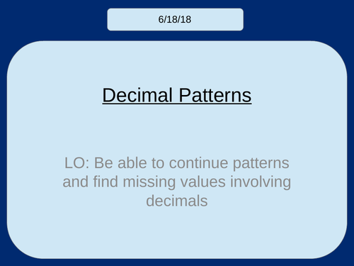 Decimal Patterns/Sequences (KS2/KS3)