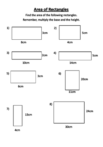 Area of rectangles with answers