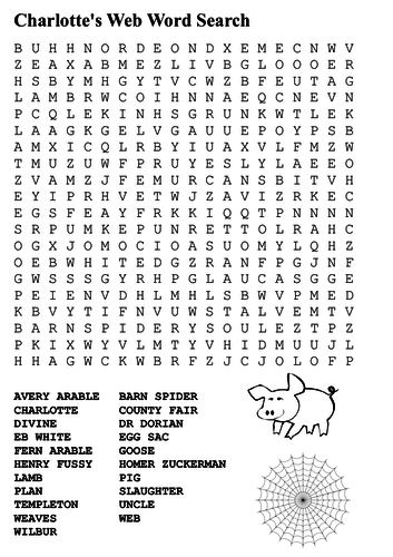 Charlottes Web Word Search and Color
