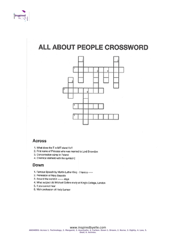 All About People Crossword