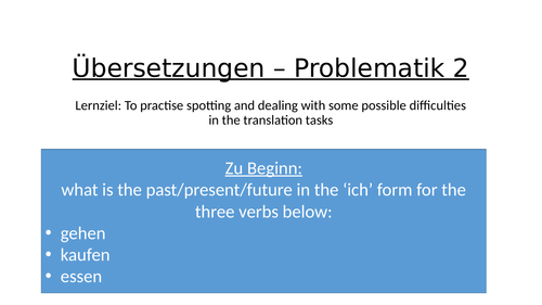 German GCSE translation practice (translation pitfalls)