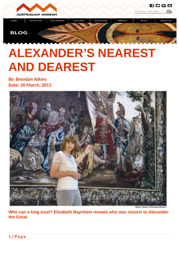 Ezine article - Alexander's Nearest and Dearest