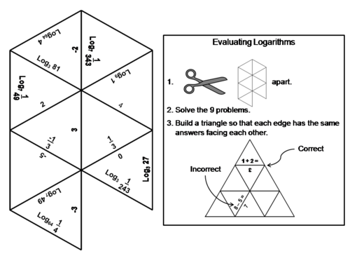 Evaluating Logarithms Game: Math Tarsia Puzzle
