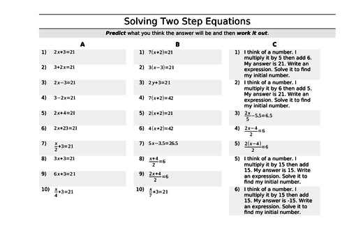 Vary and Twist : Two Step Equations