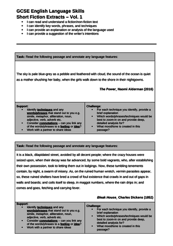 Language Analysis - Short Fiction Extracts (Vol. 1)