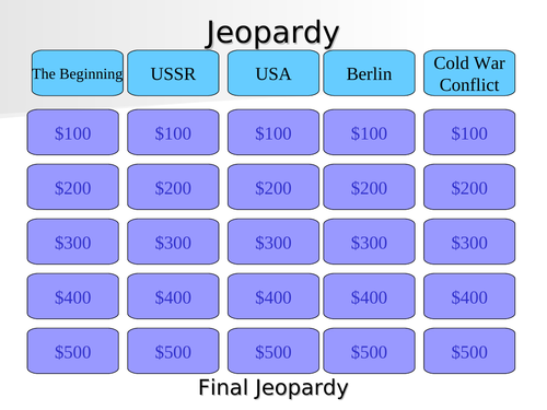 Edexcel GCSE History 9-1 - Cold War Jeopardy Revision Game