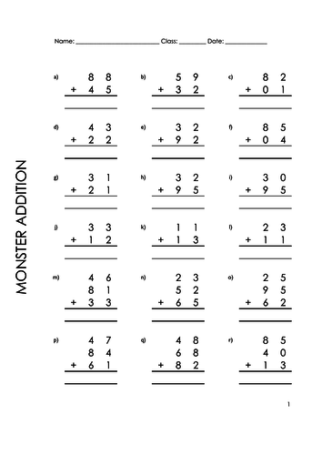 Double Digit Addition Sheets Volume Two