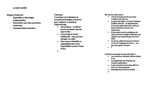 revision notes for ALL themes in AQA french Alevel course