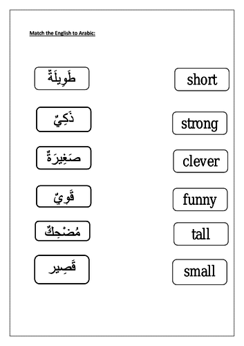 revision of adjectives, feminine and masculine  , pronouns and verbs in Arabic