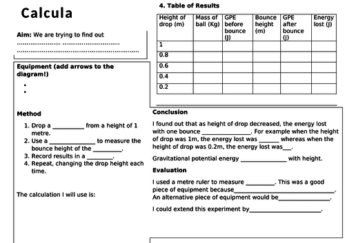 Gravitational potential practical (low ability)