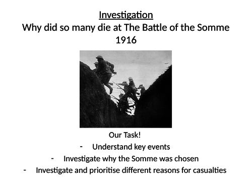 How far was Haig responsible for slaughter on the Somme 1916
