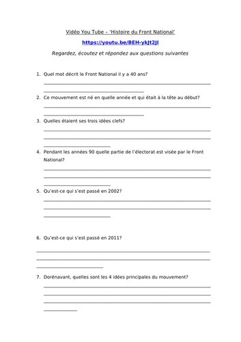 A Level French Theme 3 Le Front National