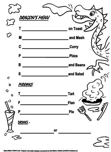 Dragon's Menu - food fun + alliteration sandwiched together for Ys2-6 ...