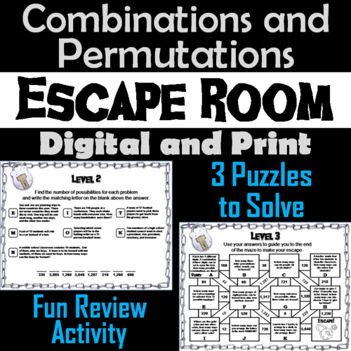Combinations and Permutations Activity: Escape Room Math