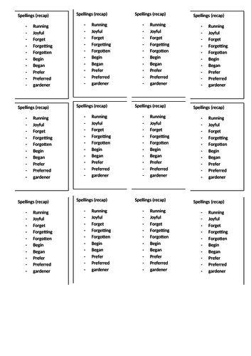 Years 5 and 6 spellings- Weekly Homework