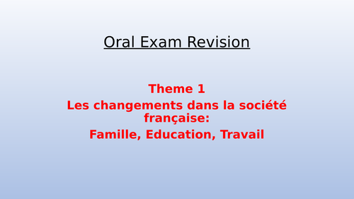 A Level French PPT Revision Theme 1