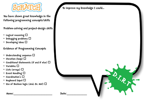 Scratch DIRT SHEET - Assessment