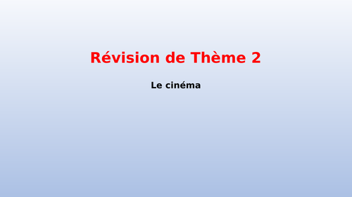 A Level French Oral Exam Revision Le Cinema