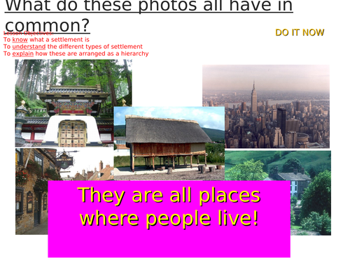KS3 unit - SETTLEMENT - L1 introduction - fully resourced