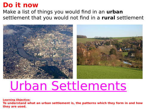 KS3 unit - SETTLEMENT - L3 urban settlements - fully resourced