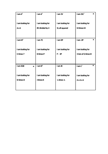 Algebraic Notation Loop Cards