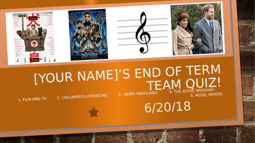 End of Term Year  Quiz June 2018