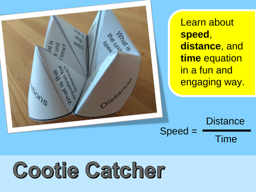 Speed Distance Time Equation Cootie Catcher