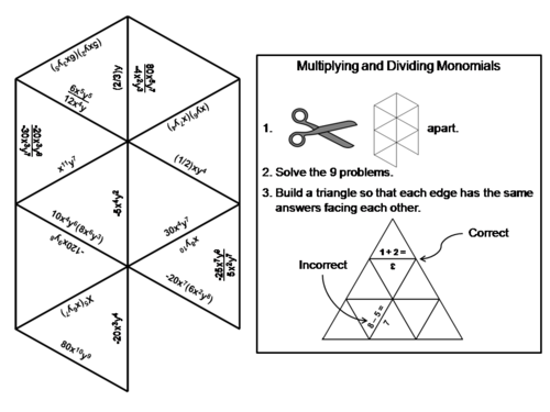 Multiplying and Dividing Monomials Game: Math Tarsia Puzzle