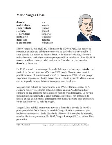 Mario Vargas Llosa Biografía: Spanish Biography on a Famous Peruvian Writer