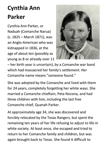 Cynthia Ann Parker Handout