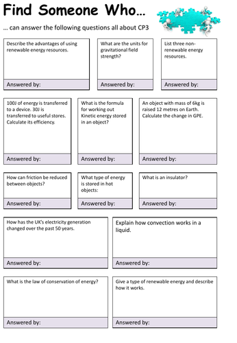 Edexcel CP3 'Find Someone Who...' Activity