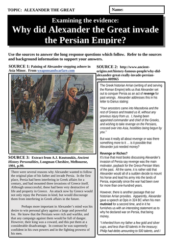 Why did Alexander invade the Persian Empire?
