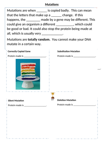 Explaining Adaptations and Mutations using Cake Analogy KS3 KS4