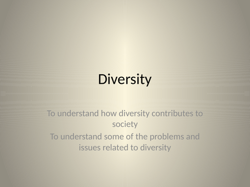 PSHE Lesson on diversity suitable for KS3/4