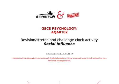 Social influence revision clock GCSE psychology 8182