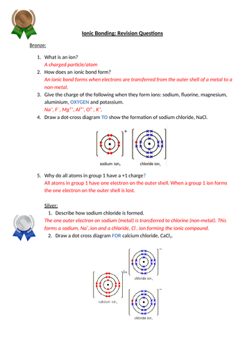 AQA Chemistry - Ionic Bonding Questions and Answers (Bronze, Silver, Gold)