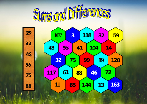 Sums and Differences - A game to develop arithmetic skills in KS2 and KS3