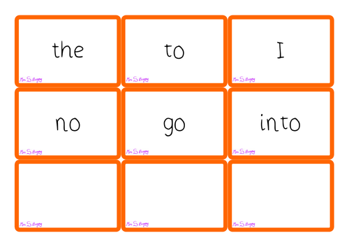 Phase 2 tricky word cards