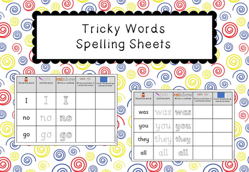 Phonics Tricky Word Spelling Sheets