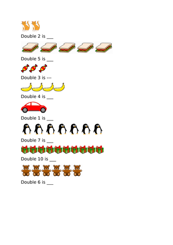 KS1 YEAR 2 Doubles/Finding double of a number