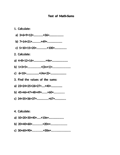 Test  of  Math-Sums
