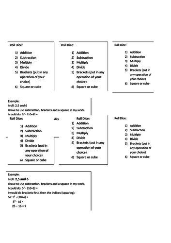 BIDMAS DICE GAME FOR KS2 - Mastery Approach